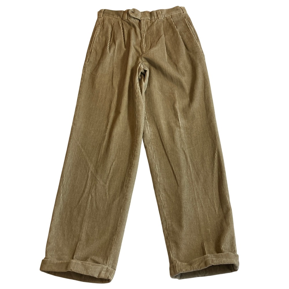 NEW Perry Ellis Pants Men 31x30 (Fit 30x30) Pleated‎ CORDUROY Tan MG5655P NWT
